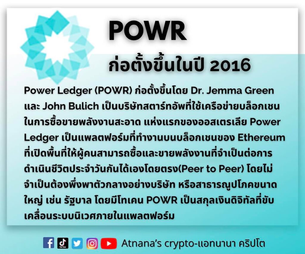 ข้อมูลโทเคน Power Ledger (POWR)