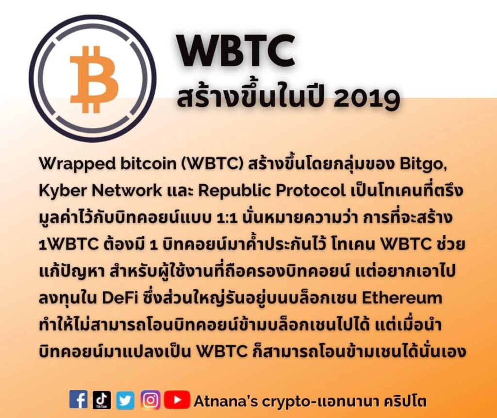 ข้อมูลโทเคน Wrapped bitcoin (WBTC)