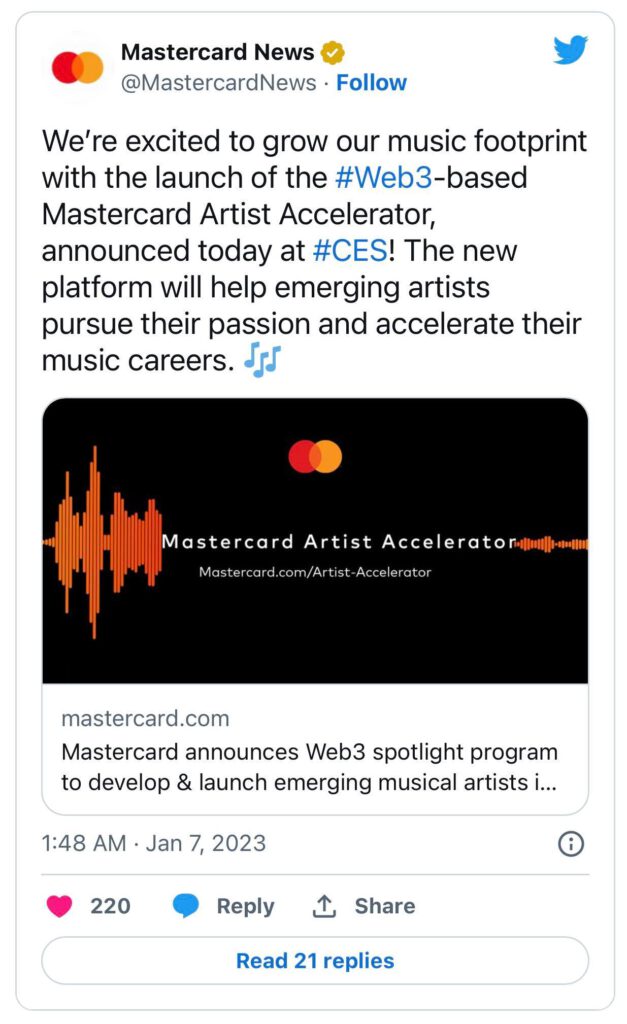 Mastercard จับมือ Polygon เปิดตัวโปรแกรม music accelerator บน Web3a