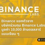 Binance แยกตัวจากบริษัทร่วมทุน Binance Labs มูลค่า 10,000 ล้านดอลลาร์แบบเงียบ ๆ